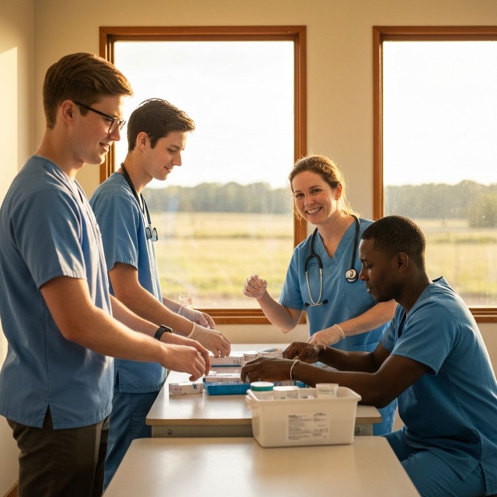 Healthcare volunteers in rural clinic